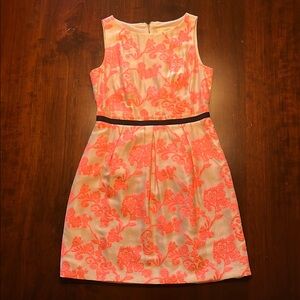 LOFT White with Pink Floral Sheath Mini Dress Sleeveless Scoop Neck